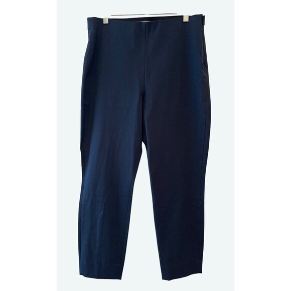 Everlane Side Zip Work Pant Navy High Rise Ankle Skinny Seamed Back Trouser 12 - Picture 1 of 10